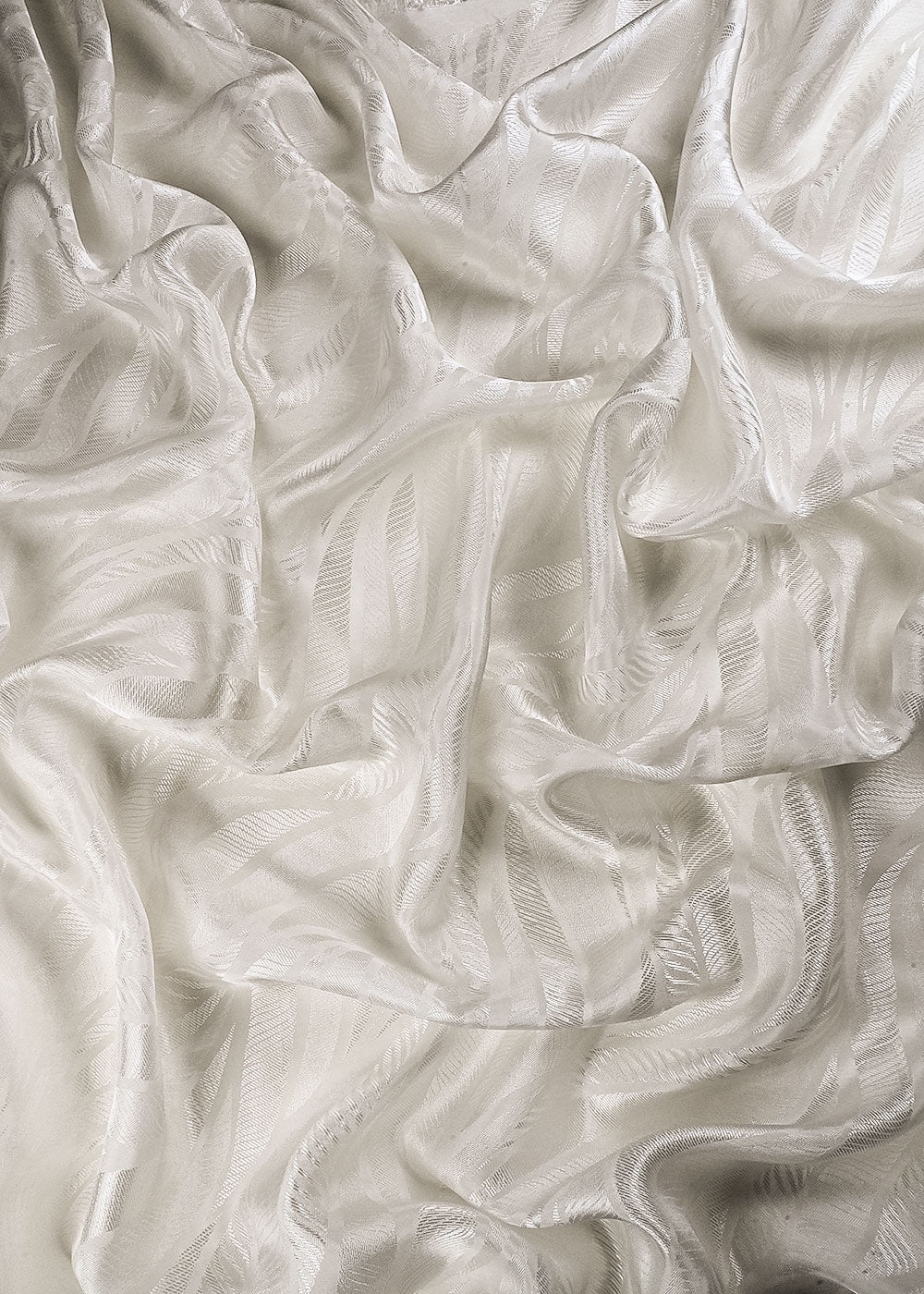 White Dyeable Silk Fabric With All Over Self Work 24883
