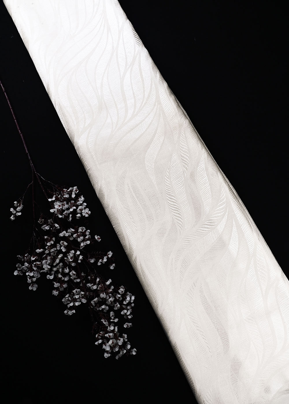 White Dyeable Silk Fabric With All Over Self Work 24883