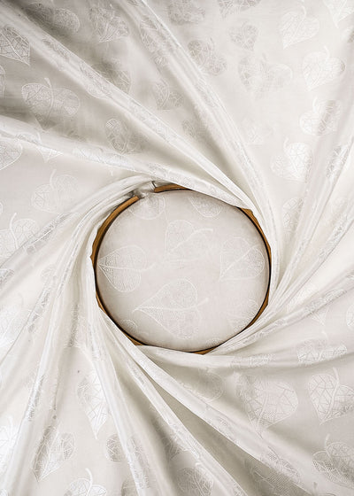 White Dyeable Silk Fabric With All Over Self Work 24888