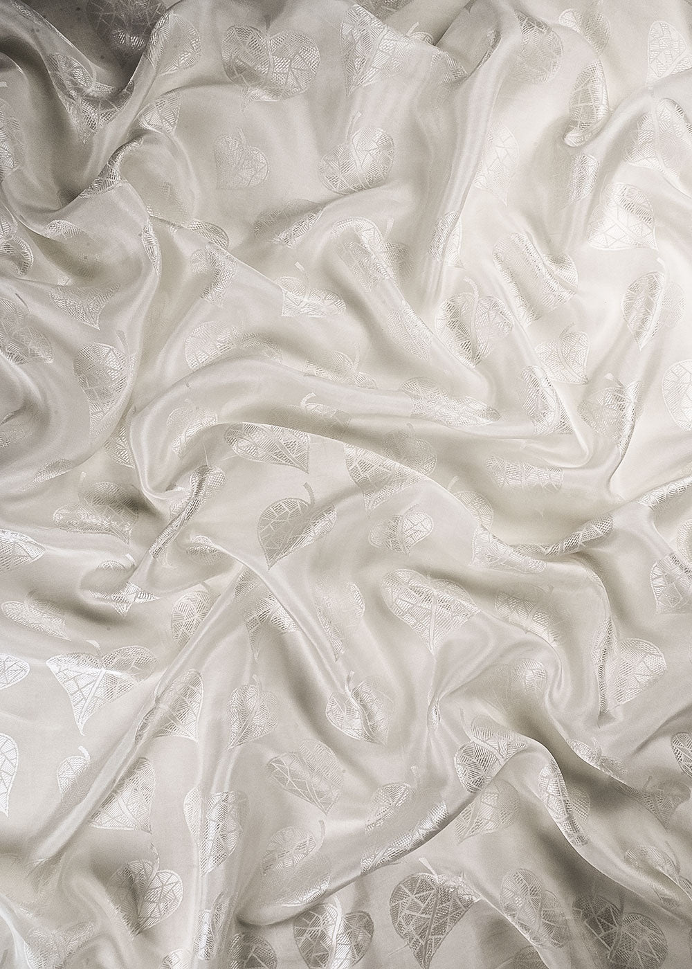 White Dyeable Silk Fabric With All Over Self Work 24888
