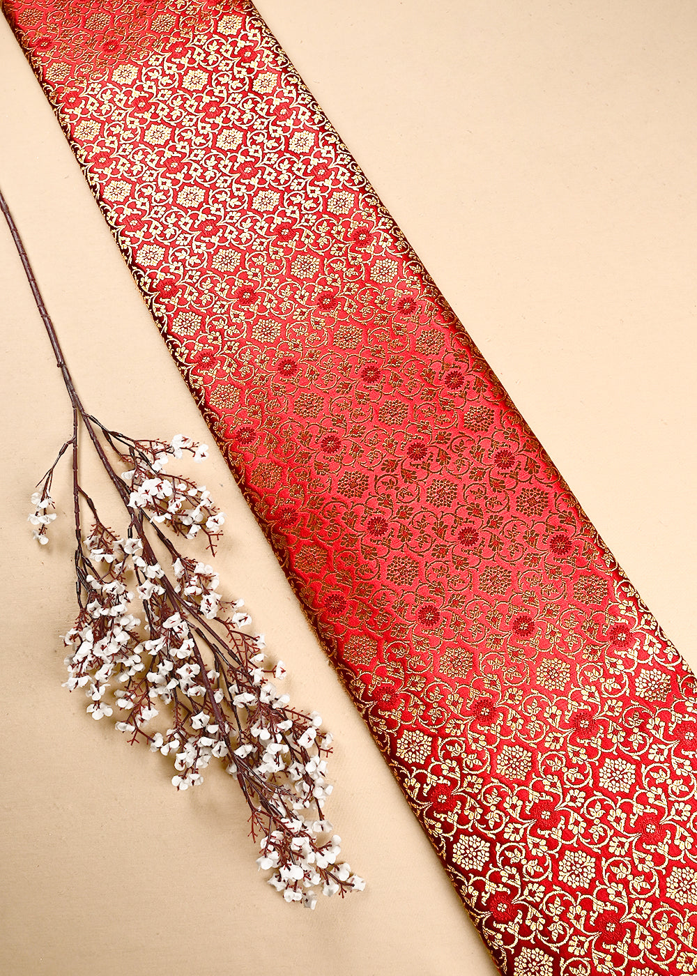 Maroon Banarasi Brocade Fabric With All Over Thread And Zari Handloom 24937