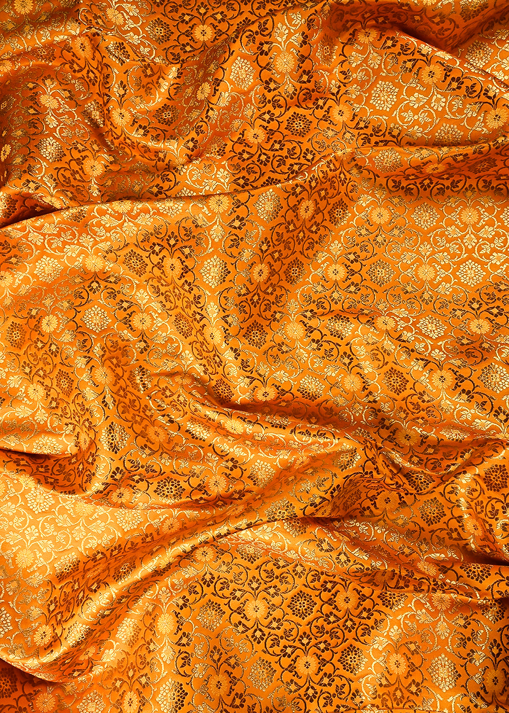 Mustard Banarasi Brocade Fabric With All Over Thread And Zari Handloom 24938