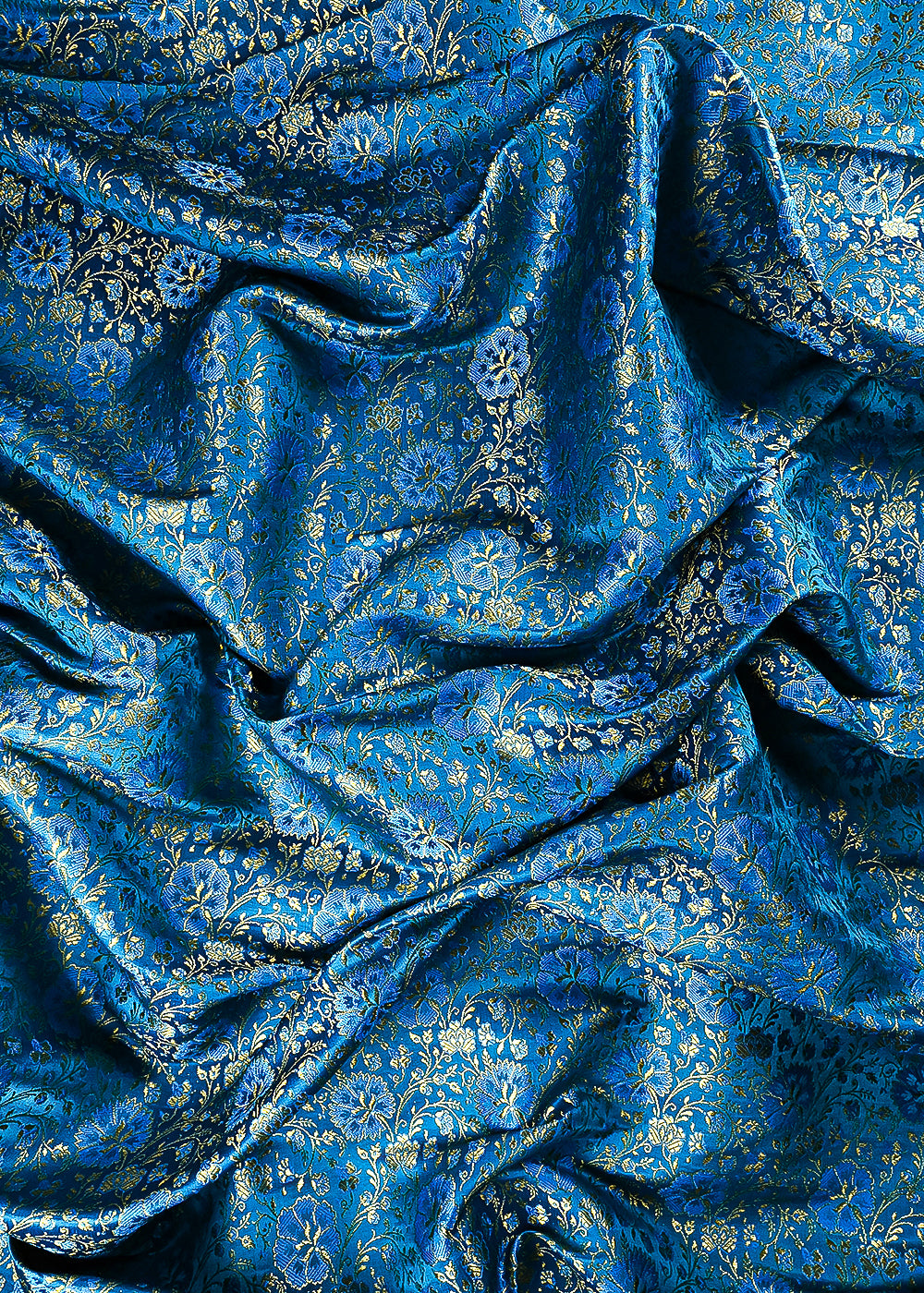 Firozi Banarasi Brocade Fabric With All Over Thread And Zari Handloom 24948