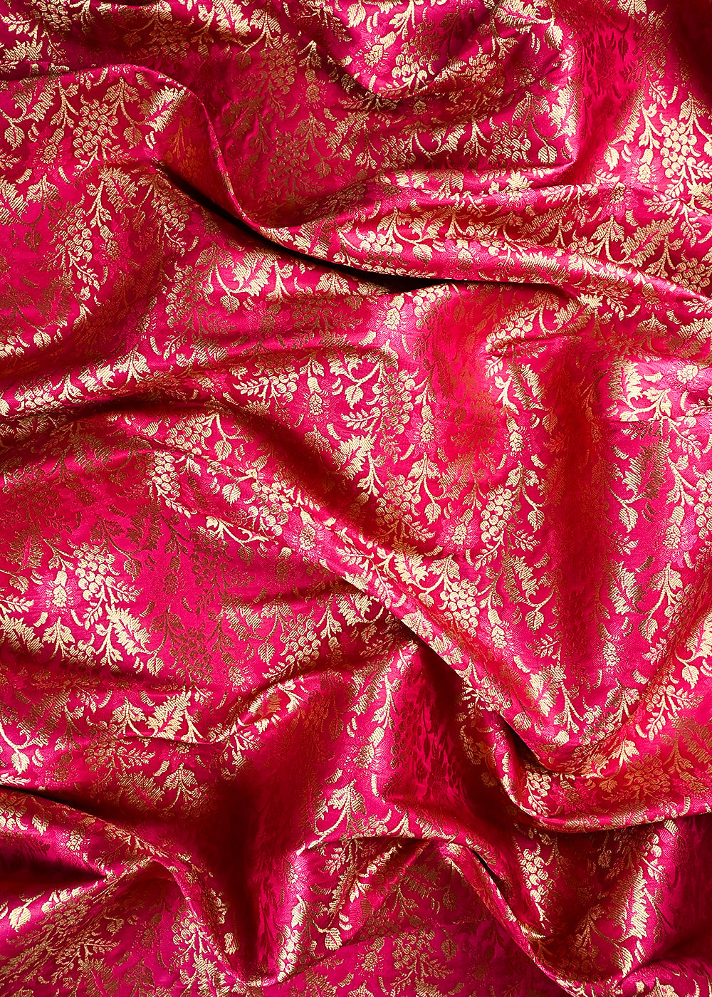 Rani Pink Banarasi Brocade Fabric With All Over Thread And Zari Handloom 24950