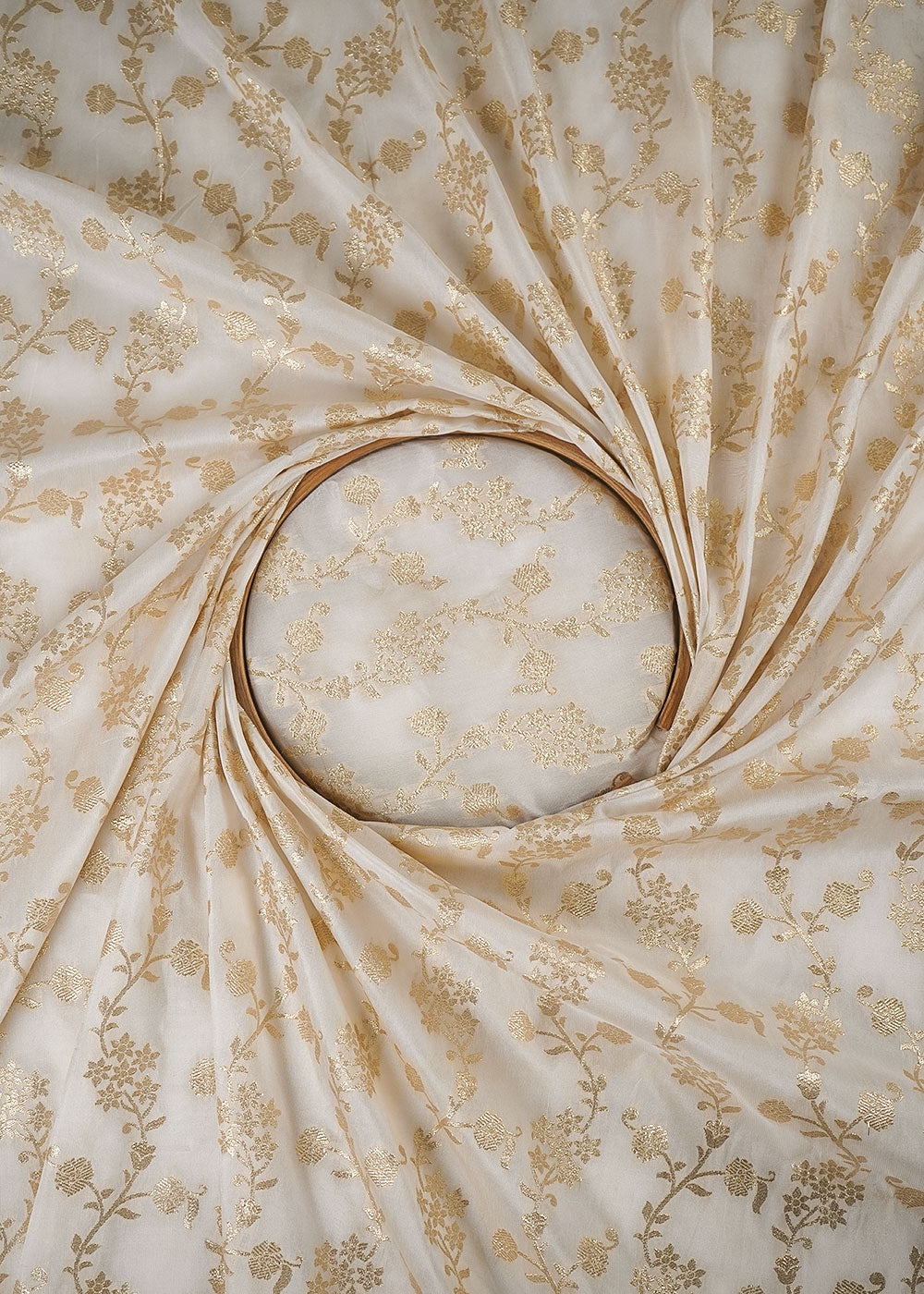White Dyeable Silk Fabric With All Over Zari Handloom 24962