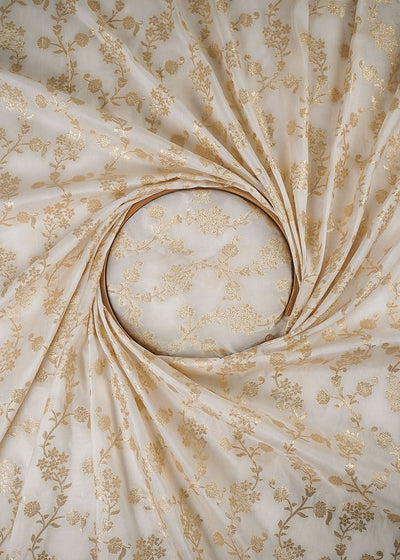 White Dyeable Silk Fabric With All Over Zari Handloom 24962