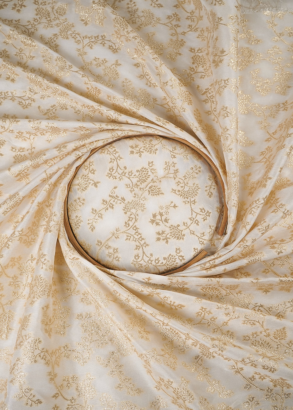 White Dyeable Silk Fabric With All Over Zari Handloom 24965