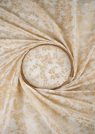 White Dyeable Silk Fabric With All Over Zari Handloom 24965