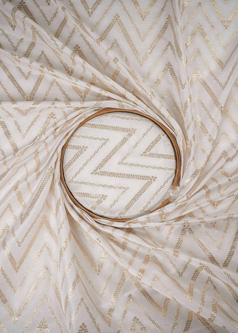 White Dyeable Silk Fabric With All Over Zari Handloom 24966