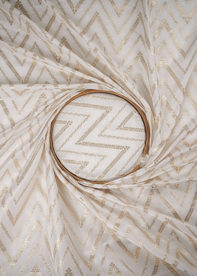 White Dyeable Silk Fabric With All Over Zari Handloom 24966
