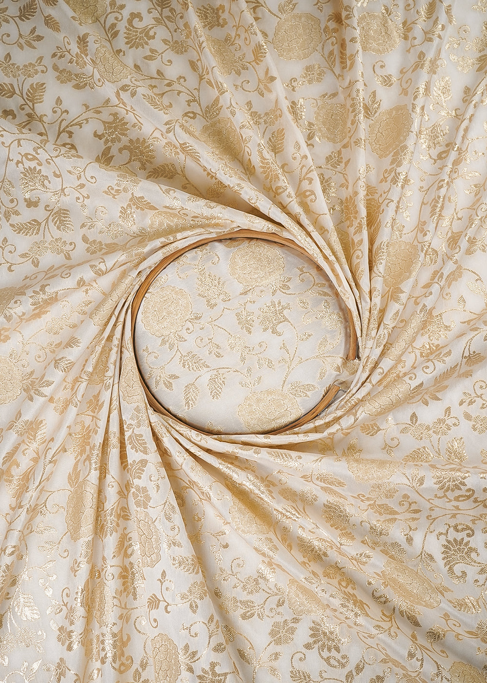 White Dyeable Silk Fabric With All Over Zari Handloom 24967