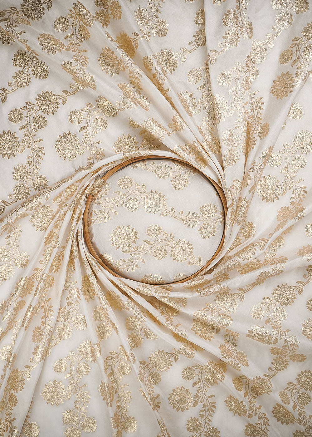 White Dyeable Silk Fabric With All Over Zari Handloom 24968