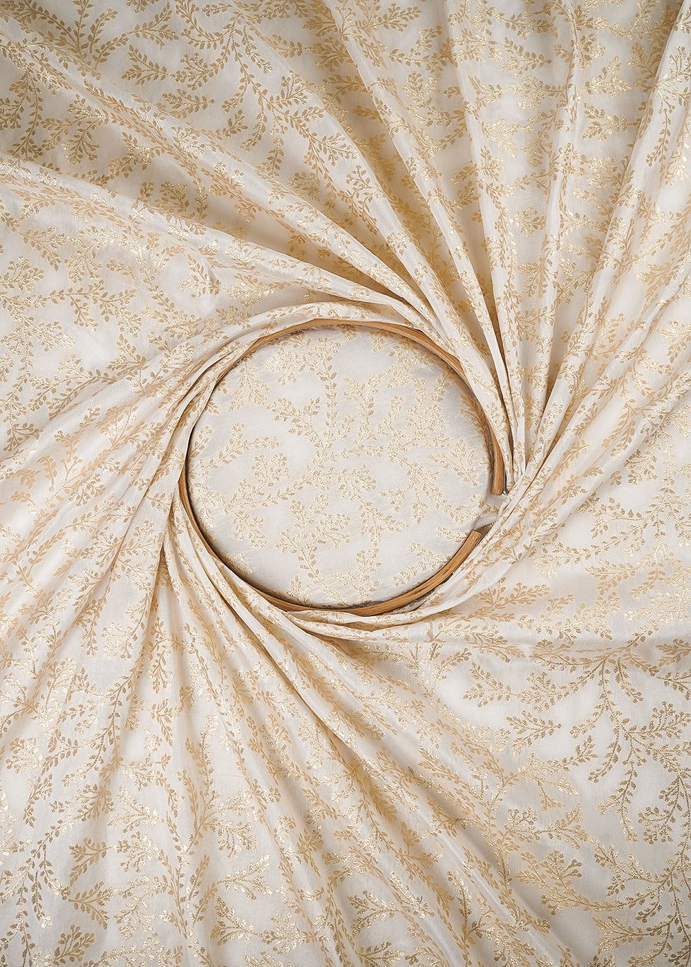 White Dyeable Silk Fabric With All Over Zari Handloom 24969