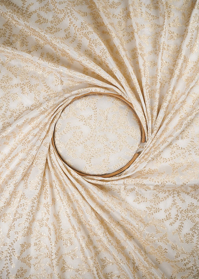 White Dyeable Silk Fabric With All Over Zari Handloom 24969