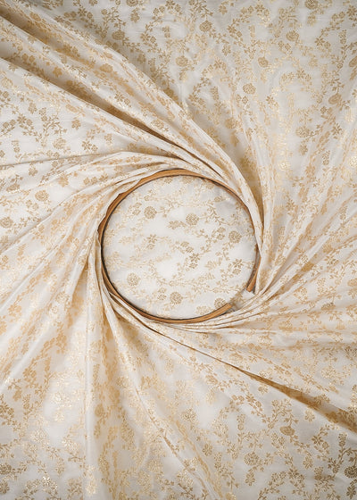 White Dyeable Silk Fabric With All Over Zari Handloom 24970