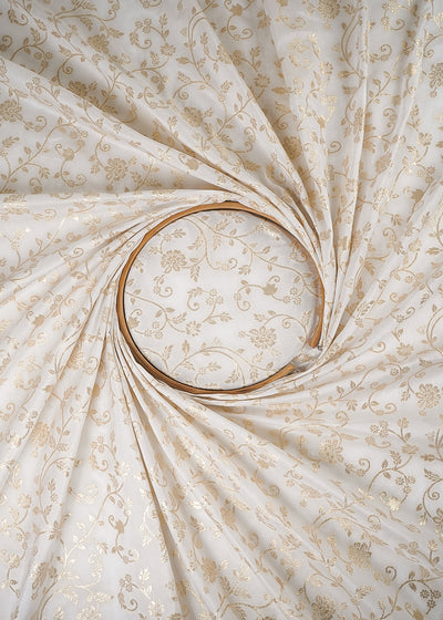 White Dyeable Silk Fabric With All Over Zari Handloom 24971