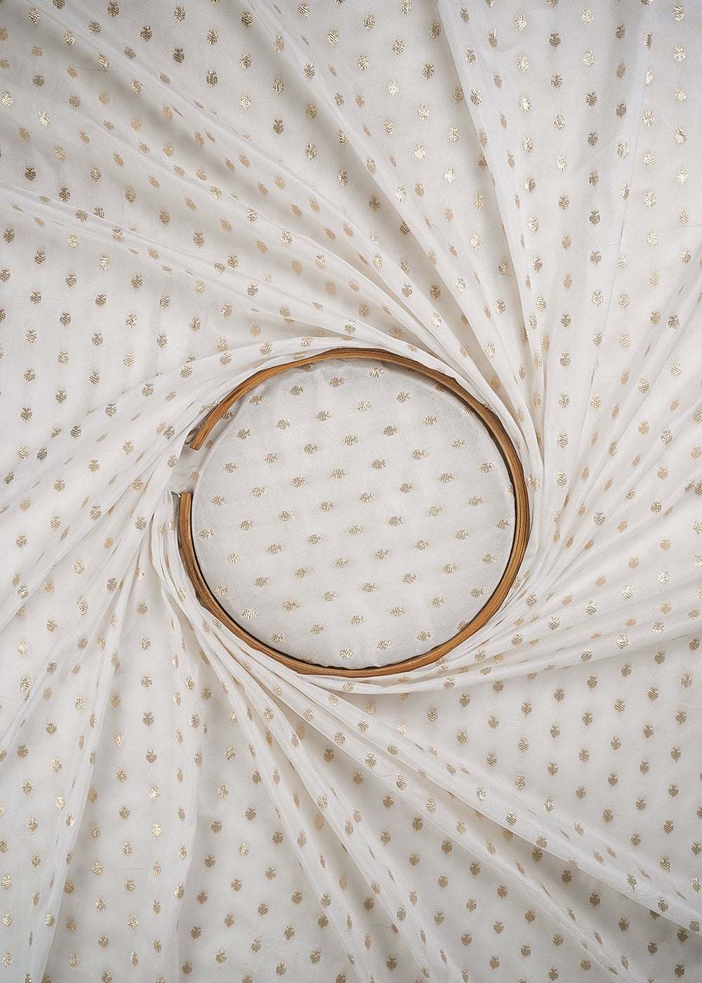 White Dyeable Silk Fabric With All Over Zari Handloom 24972