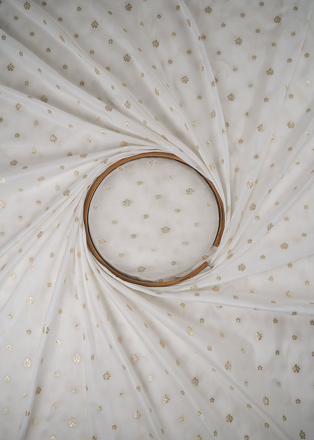 White Dyeable Silk Fabric With All Over Zari Handloom 24973