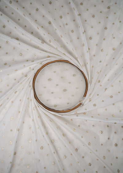White Dyeable Silk Fabric With All Over Zari Handloom 24973