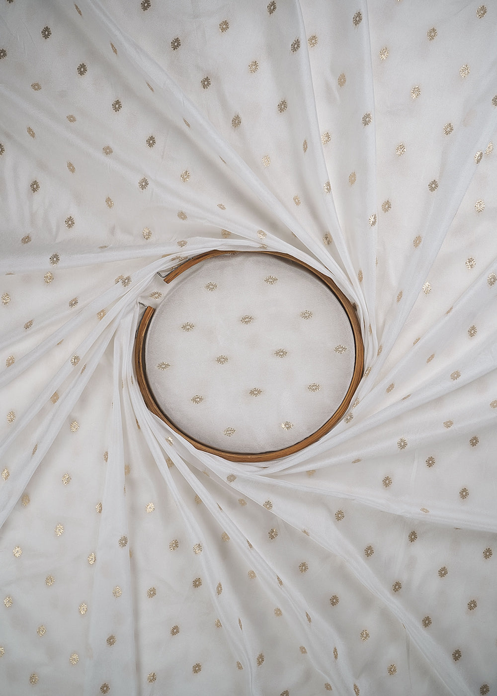 White Dyeable Silk Fabric With All Over Zari Handloom 24975