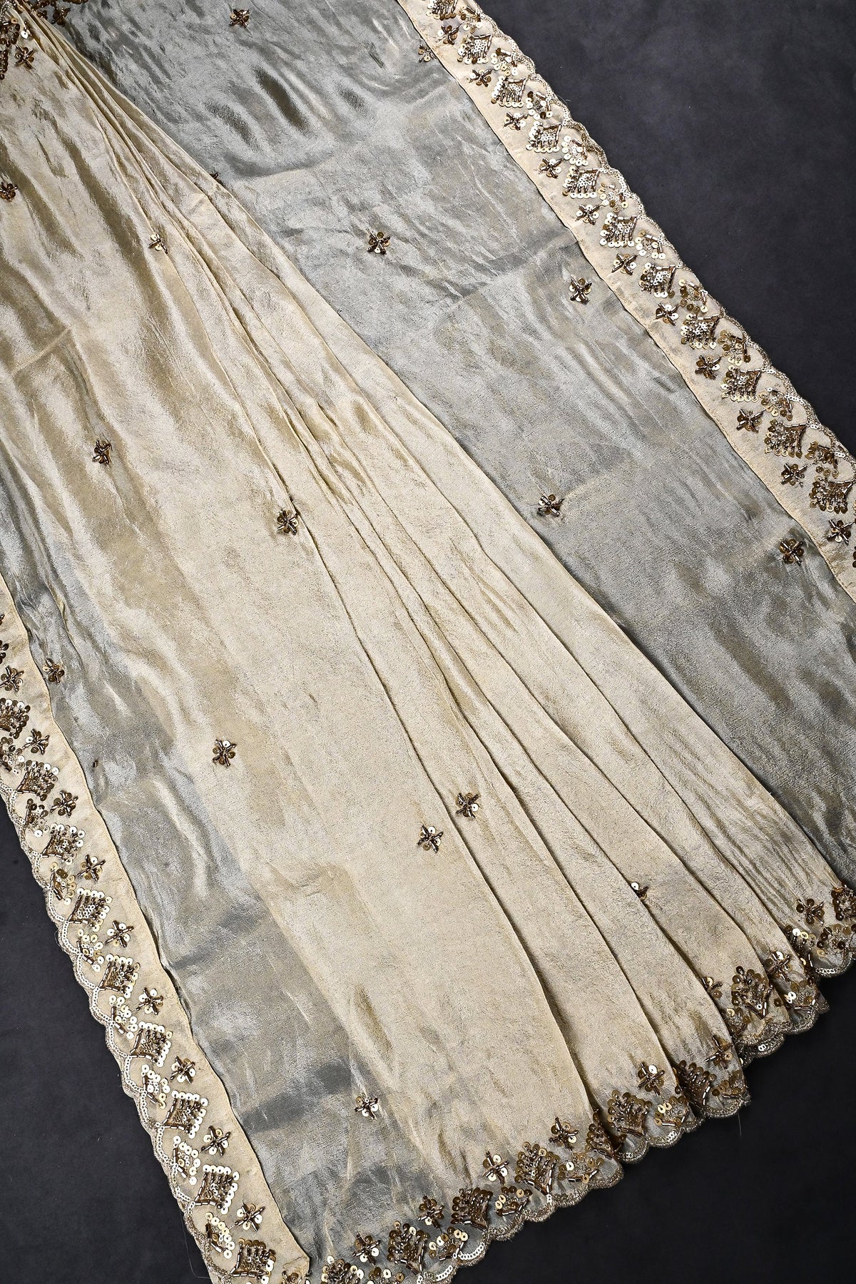 Golden Dyeable Tissue Dupatta All Over Sequins And Katdana Work 24991