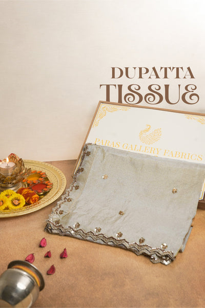 Golden Dyeable Tissue Dupatta All Over Sequins And Katdana Work 24992