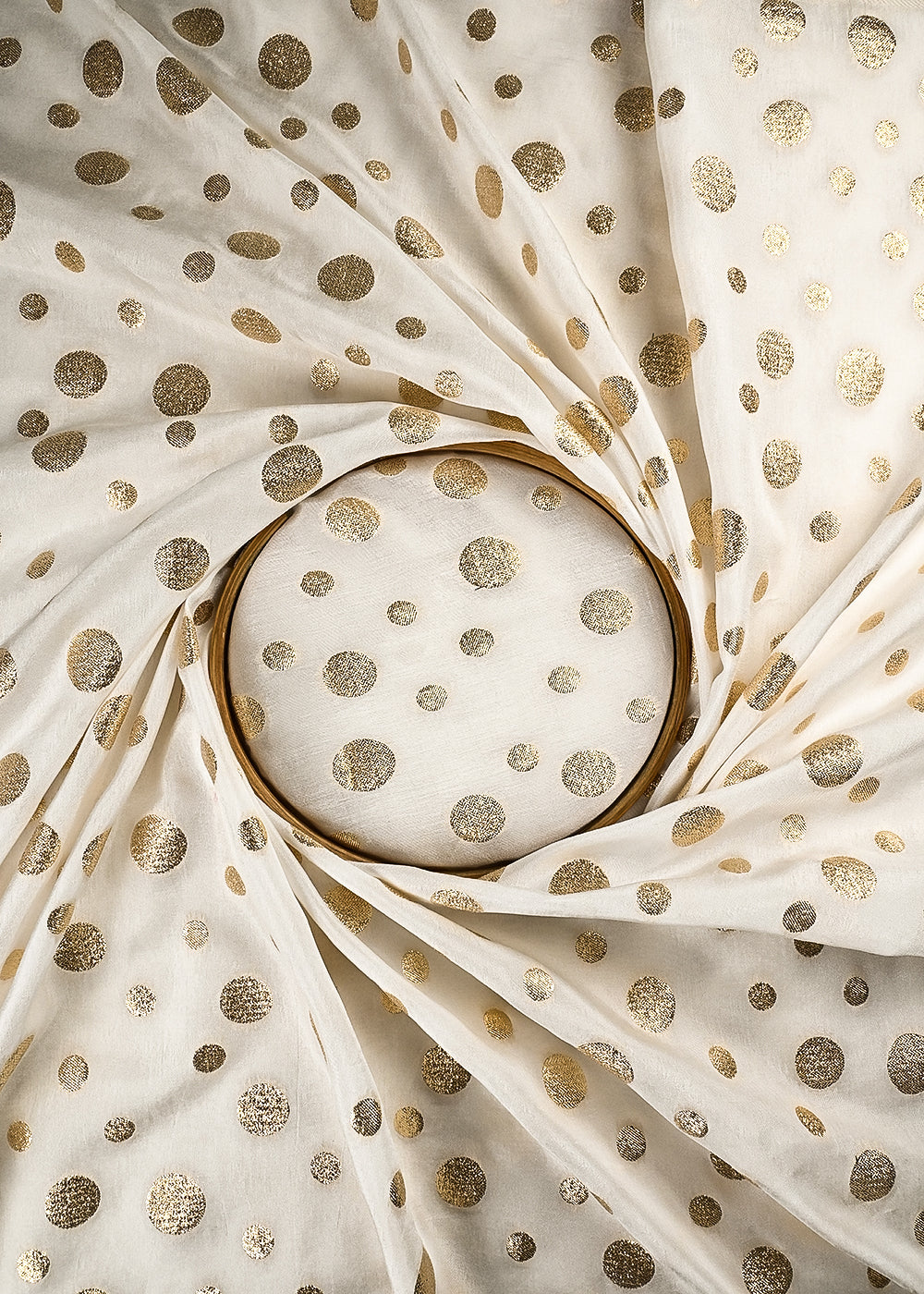 White Dyeable Silk Fabric With All Over Zari Handloom 25024
