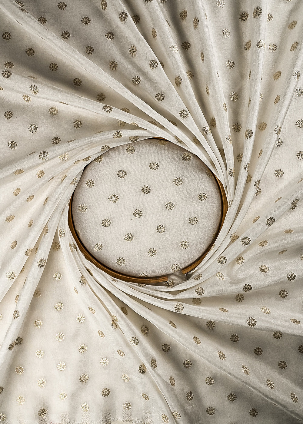 White Dyeable Silk Fabric With All Over Zari Handloom 25028