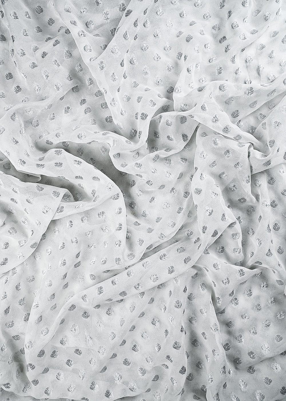 White Dyeable Georgette Fabric With All Over Zari Handloom 25031