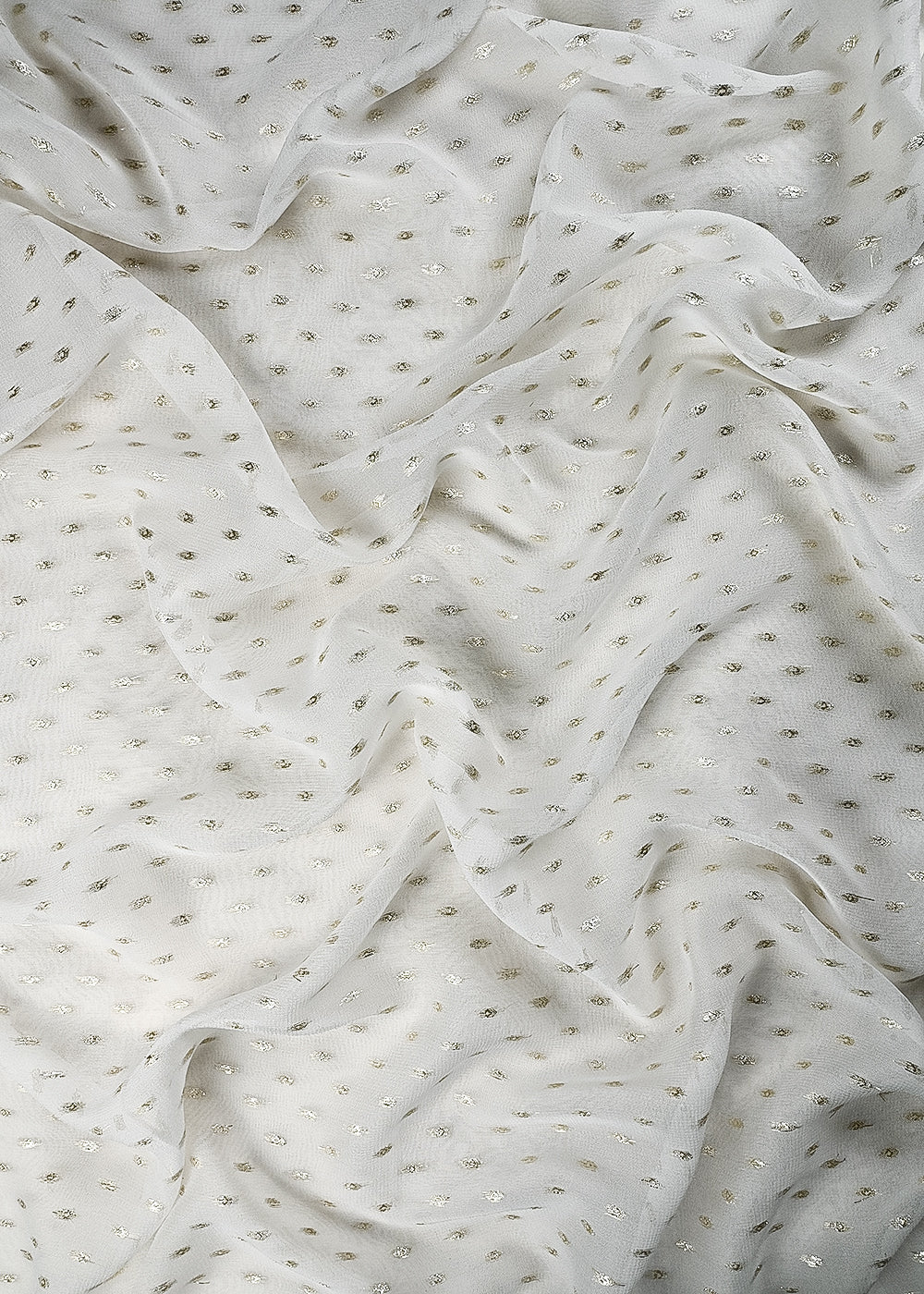 White Dyeable Georgette Fabric With All Over Zari Handloom 25038