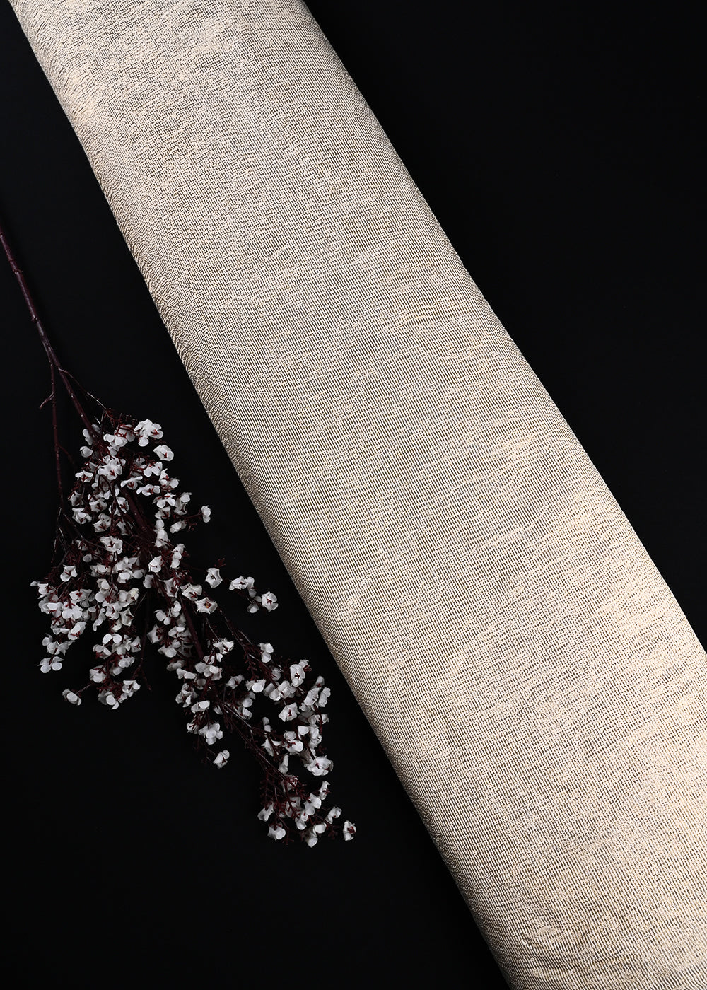 White Dyeable Chanderi Fabric With All Over Zari Handloom 25053