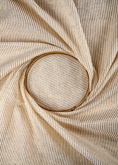 White Dyeable Chanderi Fabric With All Over Zari Handloom 25055