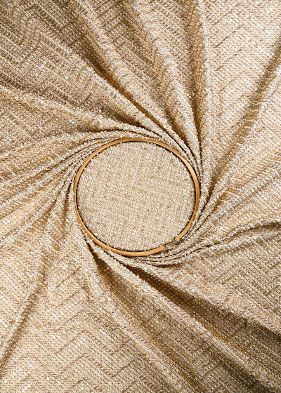 Golden Dyeable Tissue Fabric With All Over Zari, Sequins, Katdana And Bead Work 25061