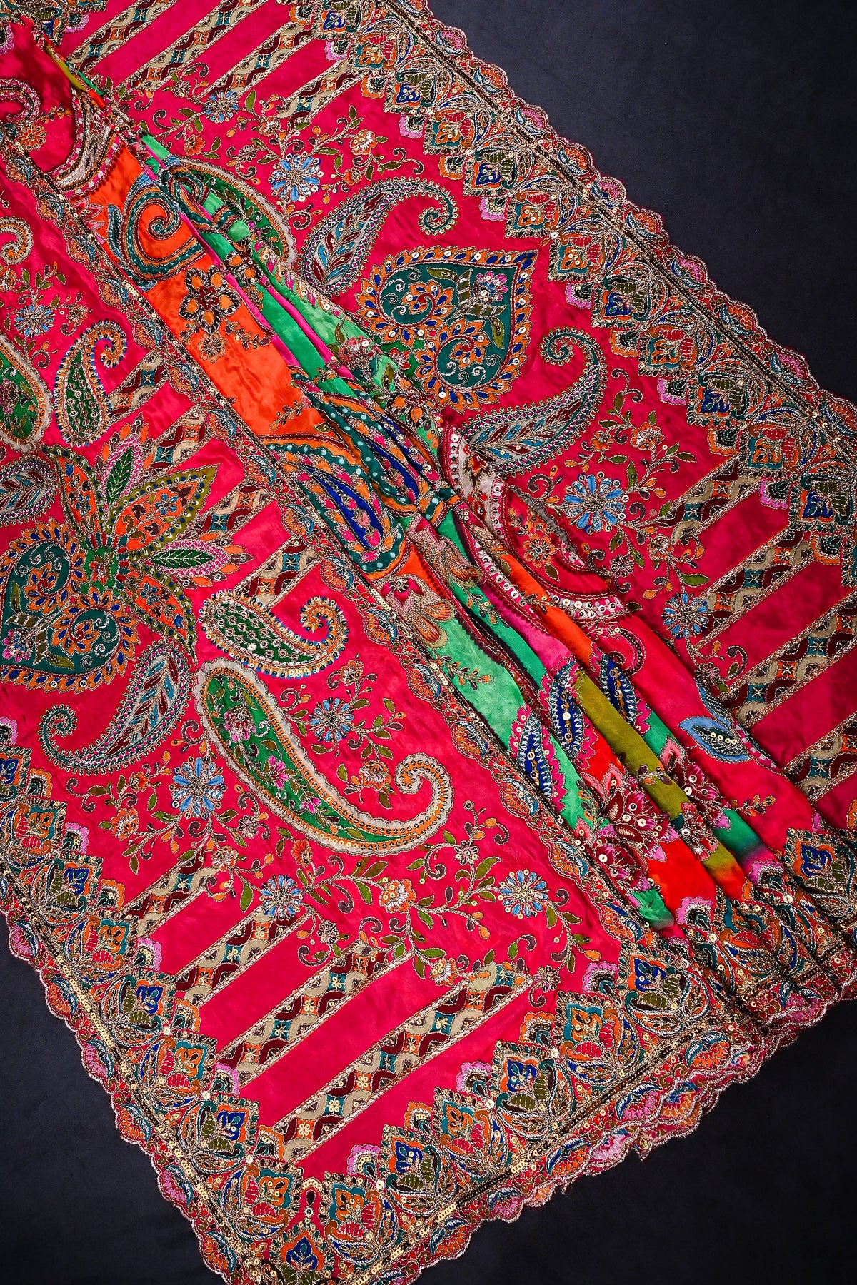 Multi-Color Crepe Dupatta All Over Zari And Sequins Work 25067