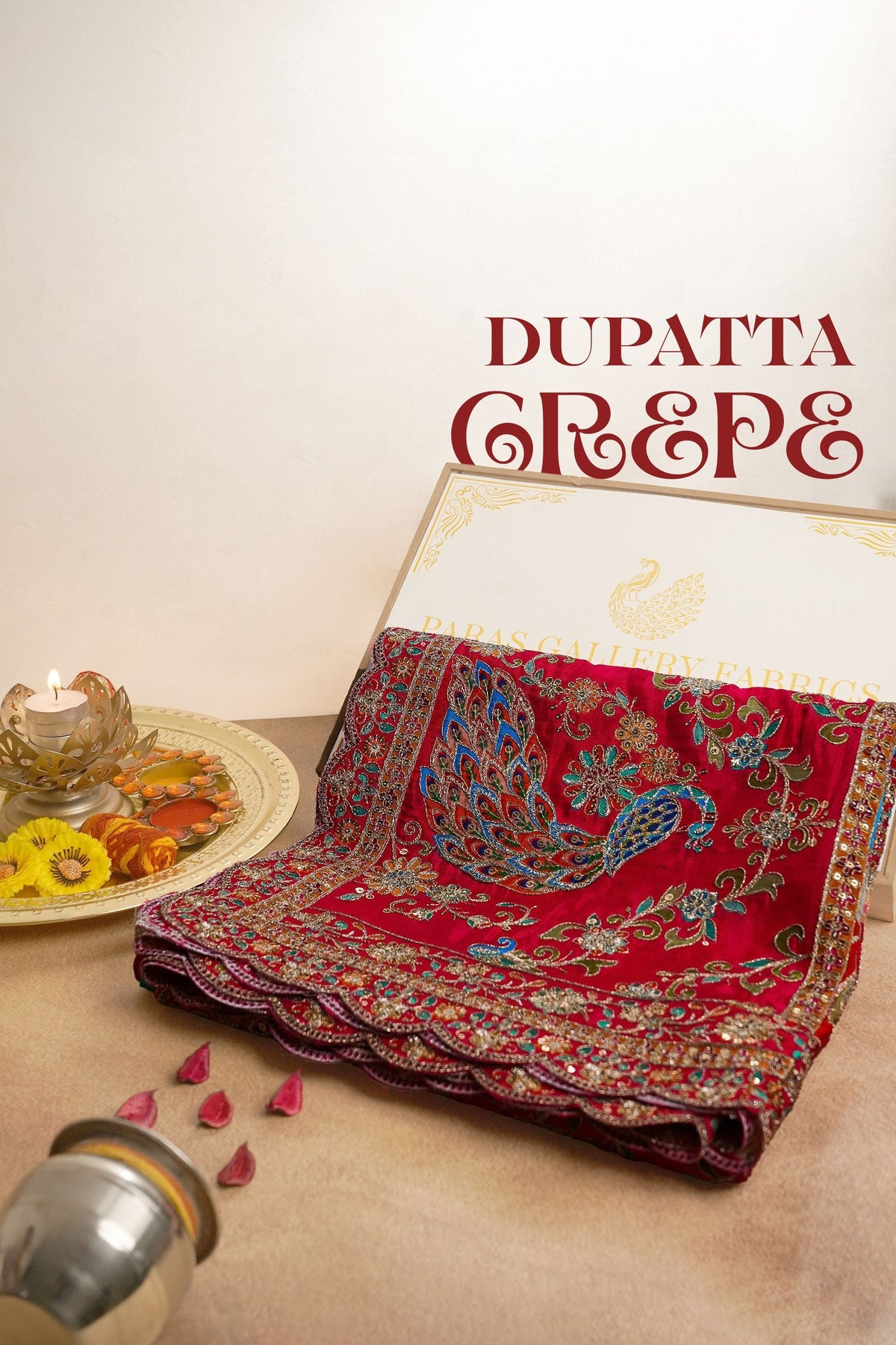 Multi-Color Crepe Dupatta All Over Zari And Sequins Work 25071
