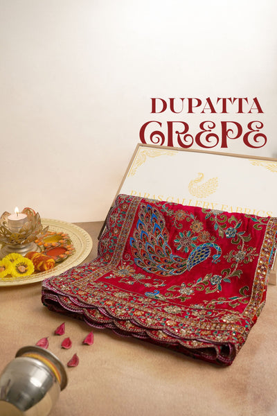 Multi-Color Crepe Dupatta All Over Zari And Sequins Work 25071