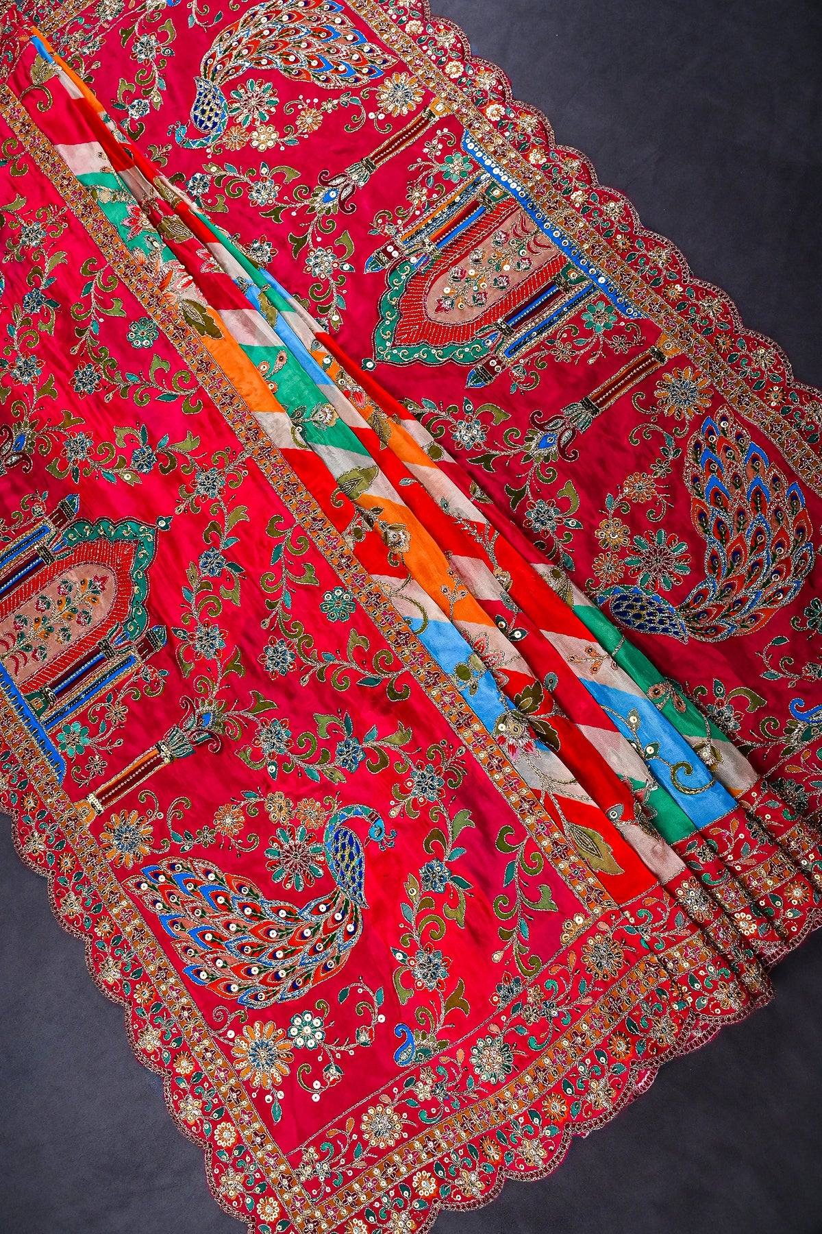 Multi-Color Crepe Dupatta All Over Zari And Sequins Work 25071