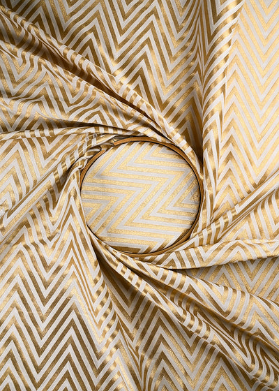 White Dyeable Silk Fabric With All Over Zari Handloom 25095