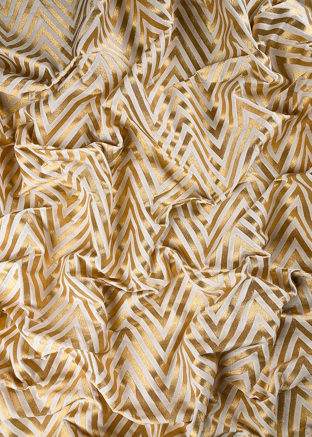 White Dyeable Silk Fabric With All Over Zari Handloom 25095