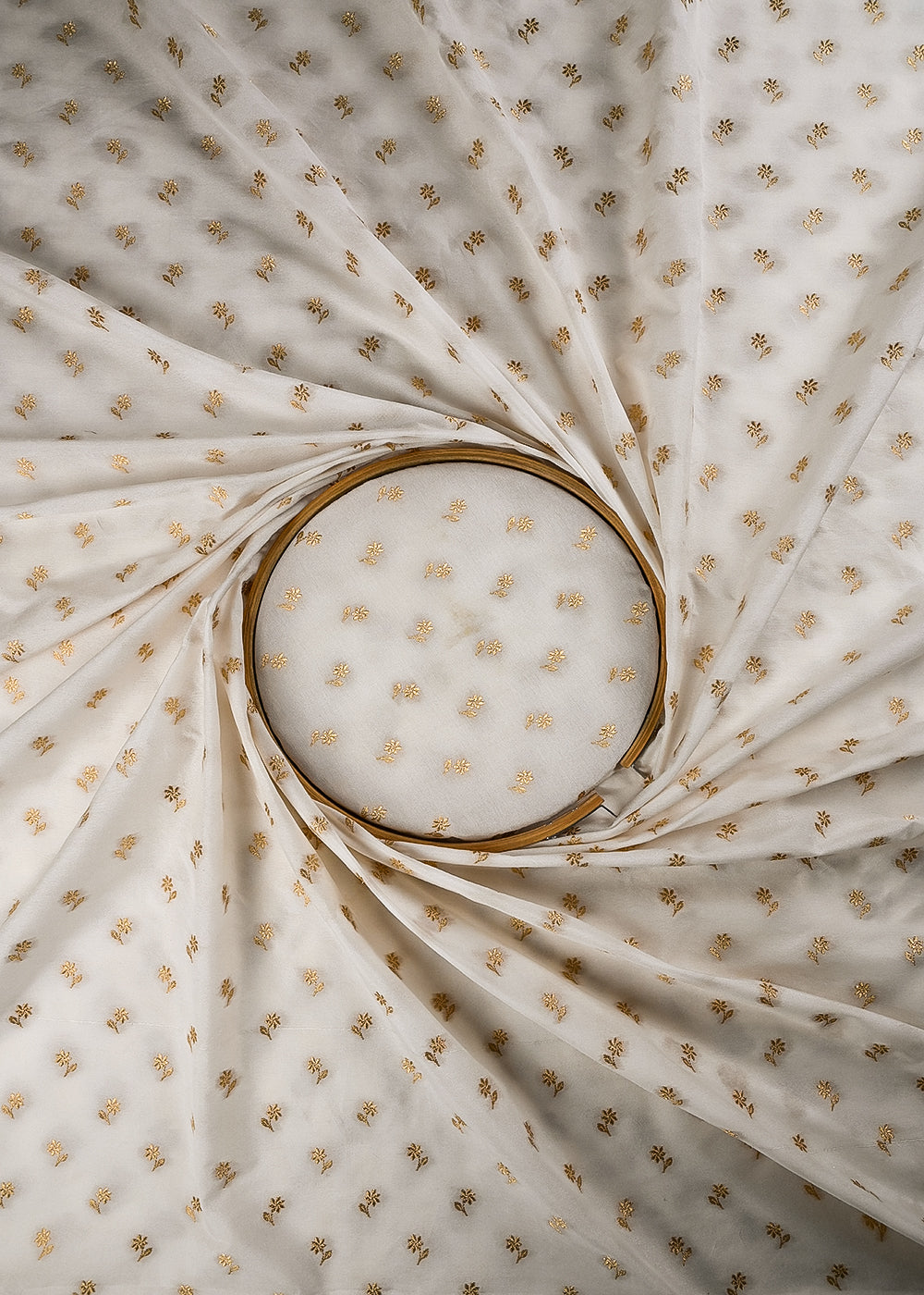 White Dyeable Silk Fabric With All Over Zari Handloom 25097