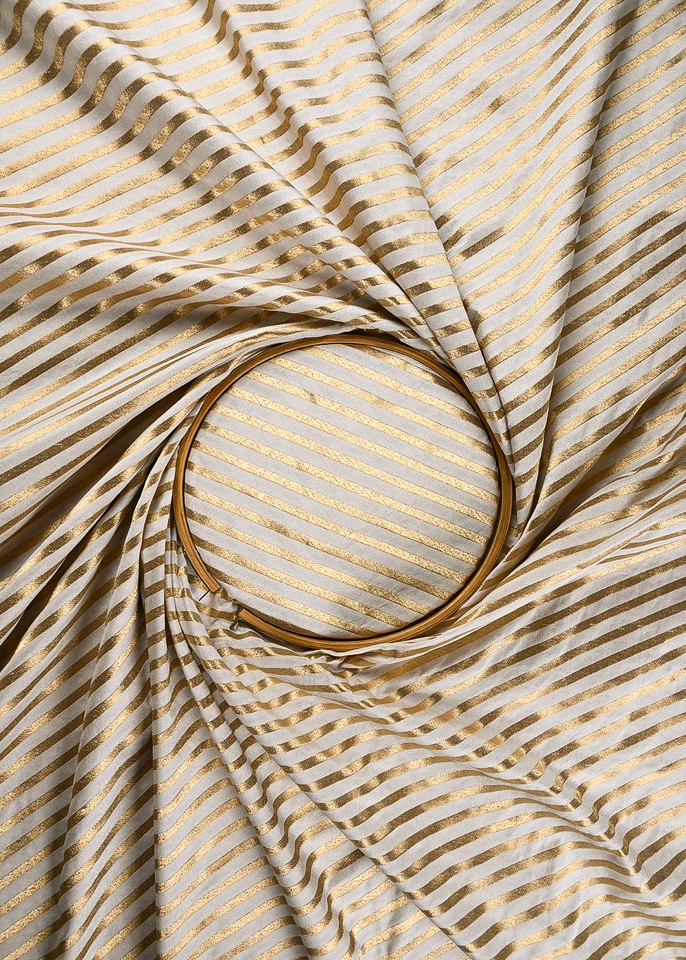 White Dyeable Silk Fabric With All Over Zari Handloom 25101