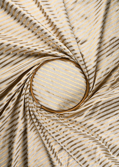 White Dyeable Silk Fabric With All Over Zari Handloom 25101