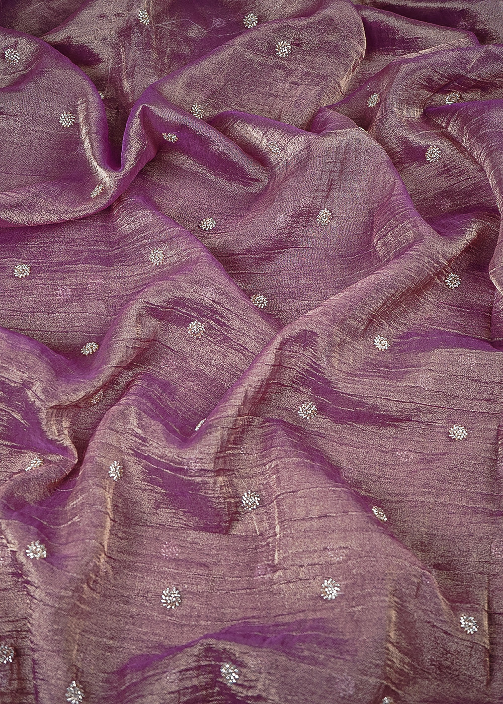 Purple Tissue Fabric With All Over Buti Of Katdana Work 25123