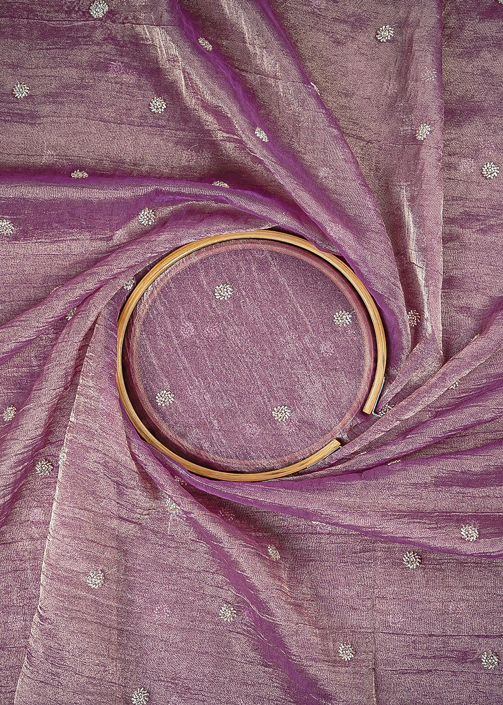 Purple Tissue Fabric With All Over Buti Of Katdana Work 25123