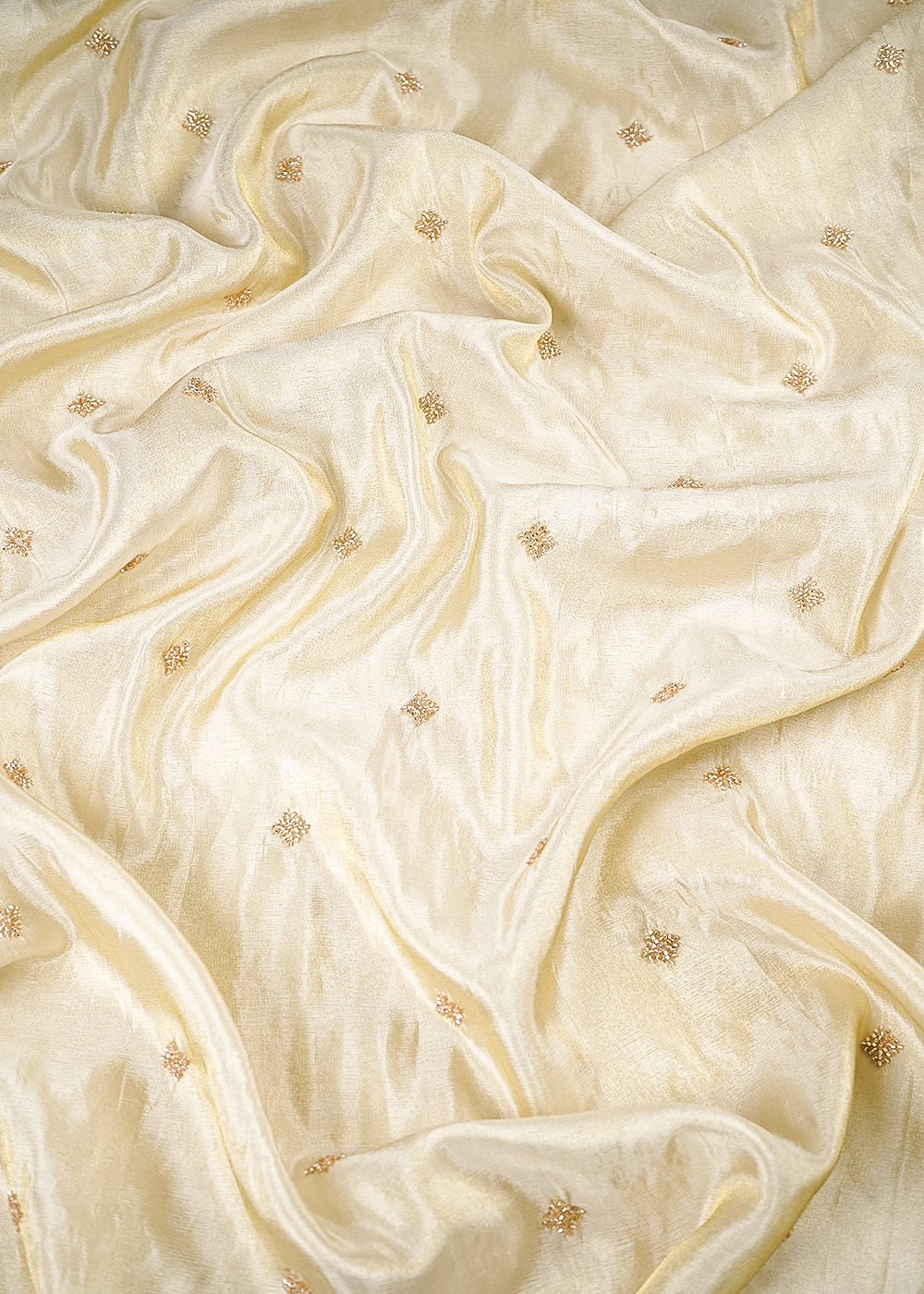 Golden Dyeable Tissue Fabric With All Over Buti Of Katdana Work 25133
