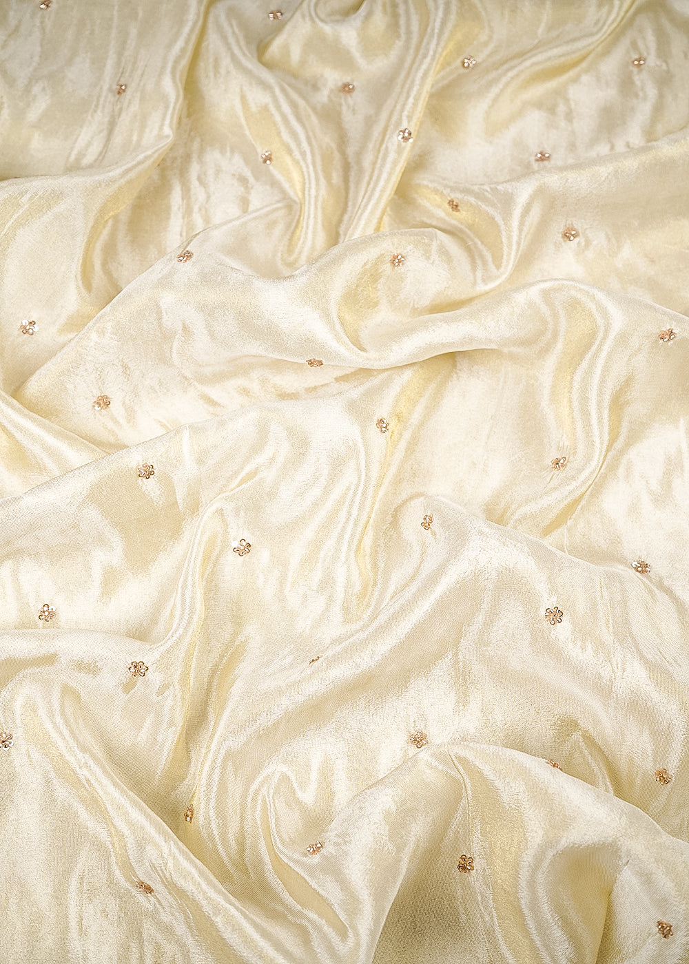 Golden Dyeable Tissue Fabric With All Over Buti Of Katdana Work 25136