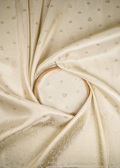 Golden Dyeable Tissue Fabric With All Over Zari Handloom With One Side Border 25150