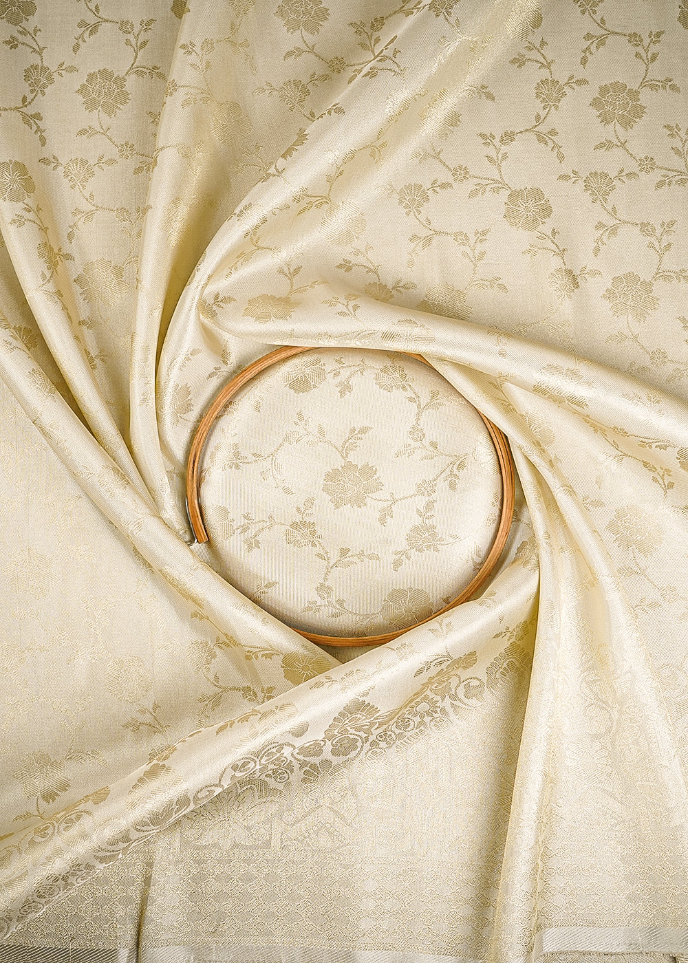 Golden Dyeable Tissue Fabric With All Over Zari Handloom With One Side Border 25151