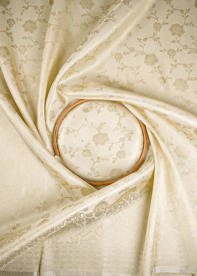 Golden Dyeable Tissue Fabric With All Over Zari Handloom With One Side Border 25151