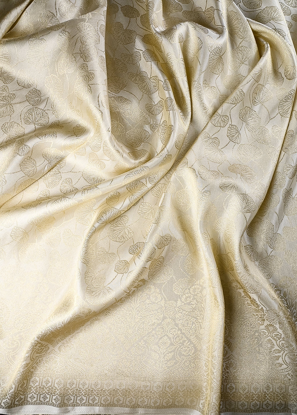 Golden Dyeable Tissue Fabric With All Over Zari Handloom With One Side Border 25152